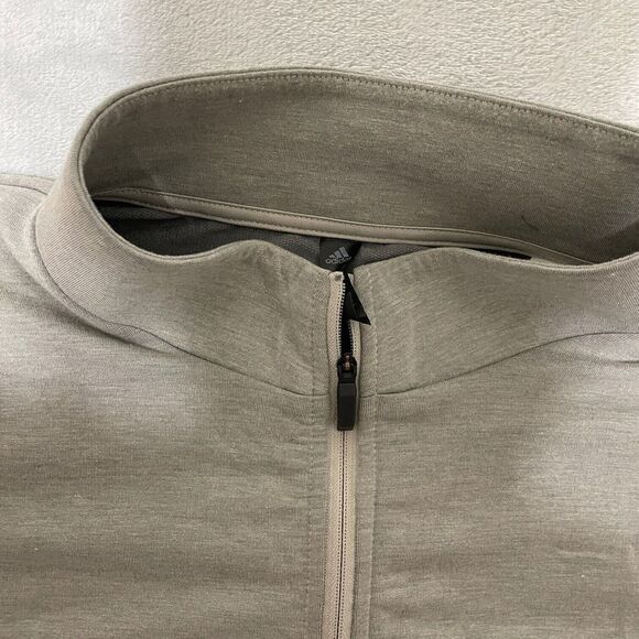 Adidas Shirt Mens Large L Grey 1/4 Zip Athletic Stretch Logo Mock Neck - Picture 3 of 9